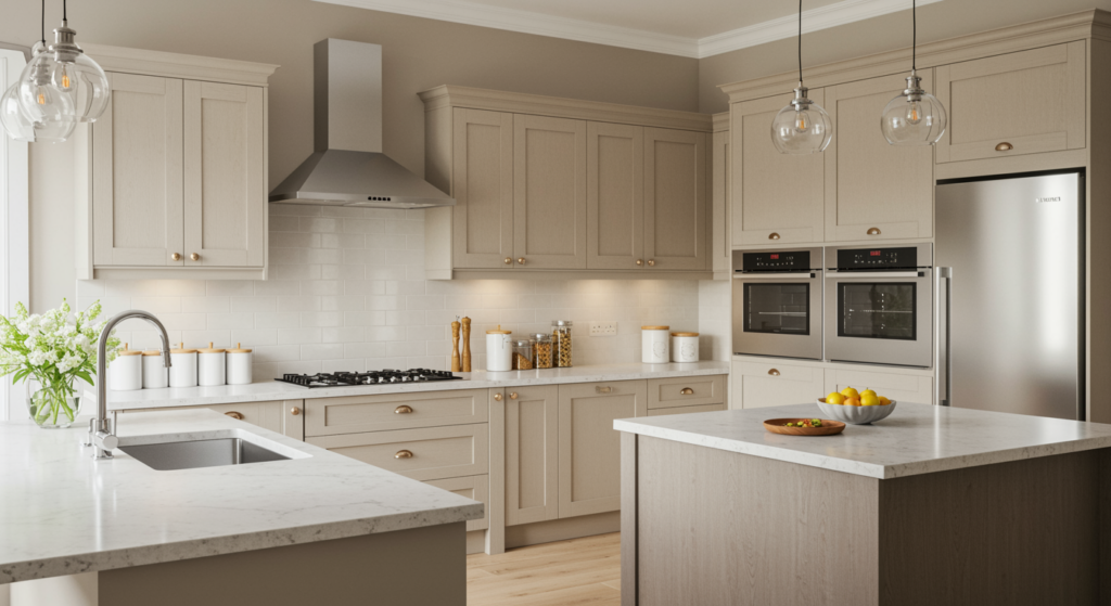 Beautiful finished kitchen renovation with modern cabinets, stainless appliances, and polished countertops completed by a general contractor