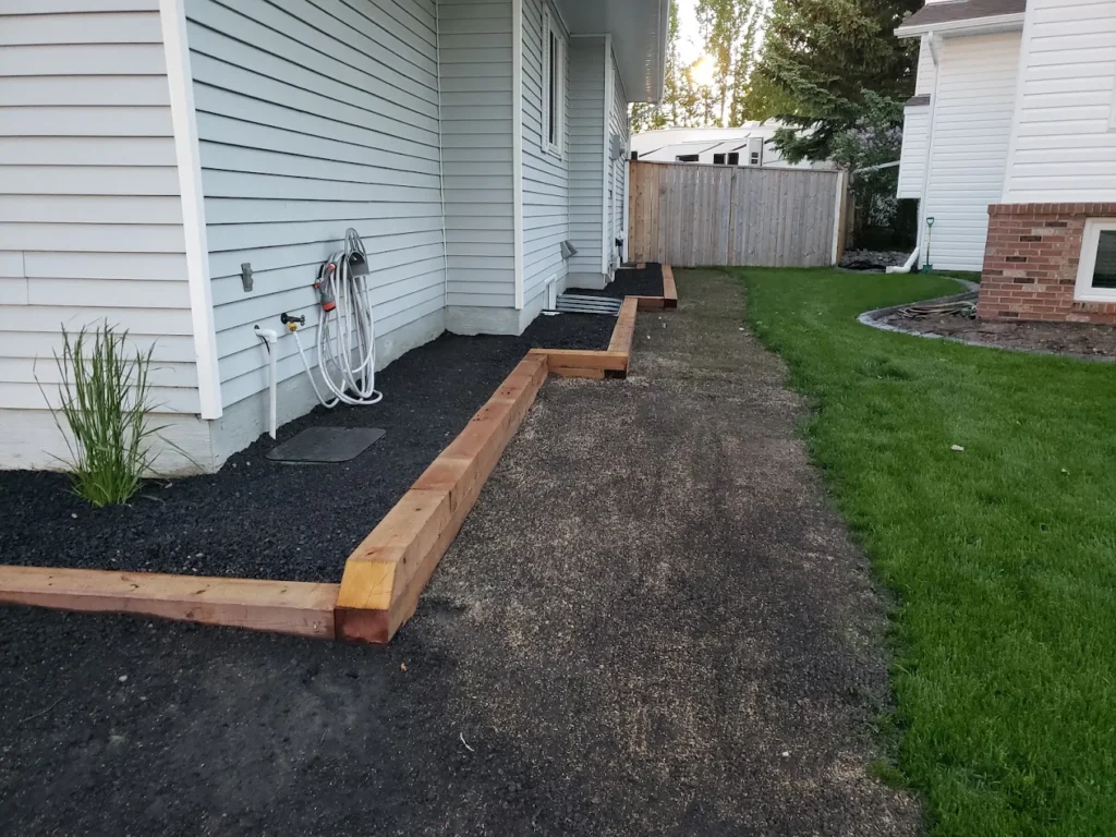 Turner on construction flower bed